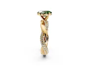 Solitaire Engagement Ring Setting for Fancy Green Oval Center with Pave and Plain Crossover and Basket Head in Yellow Gold