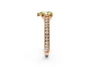 Solitaire Engagement Ring Setting for Fancy Yellow Pear-Shaped Center with Engraved Pave Band and Prong Head in Rose Gold