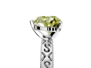 Solitaire Engagement Ring Setting for Fancy Yellow Heart-Shaped Center with Scrollwork Band and Prong Head in Platinum