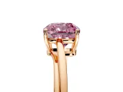 Solitaire Engagement Ring Setting for Fancy Pink Cushion Cut Center with Plain Bypass Twist Band and Prong Head in Rose Gold