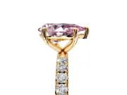 Solitaire Engagement Ring Setting for Fancy Pink Pear-Shaped Center with Micro Pave Band and Prong Head in Yellow Gold