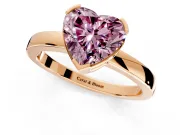 Solitaire Engagement Ring Setting for Fancy Pink Heart-Shaped Center with Plain Band and Flat Tab Prong Head in Rose Gold