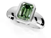 Solitaire Engagement Ring Setting for Fancy Green Emerald Cut Center with Wide Band and Bezel Head in Platinum