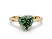 Solitaire Engagement Ring Setting for Fancy Green Heart-Shaped Center with Knife Ridge Band and Claw Prong Head in Yellow Gold