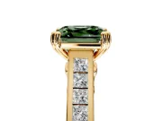 Solitaire Engagement Ring Setting for Fancy Green Asscher Cut Center with Channel Band and Double Claw Prong Head in Yellow Gold