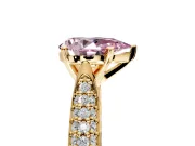 Solitaire Engagement Ring Setting for Fancy Pink Pear-Shaped Center with Multi-Row Accents and Prong Head in Yellow Gold