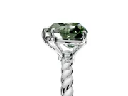Solitaire Engagement Ring Setting for Fancy Green Heart-Shaped Center with Plain Twisted Rope Band and Prong Head in Sterling Silver