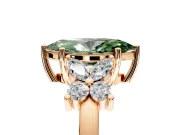 Floral Engagement Ring Setting for Fancy Green Marquise Center with Marquise Cluster Shoulders and Prong Head in Rose Gold
