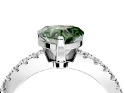 Solitaire Engagement Ring Setting for Fancy Green Heart-Shaped Center with Single Row Accent Band and Prong Head in Sterling Silver