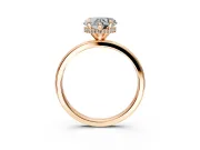 Hidden Halo Engagement Ring Setting for Heart-Shaped Center with Plain Band and Tall Prong Head in Rose Gold