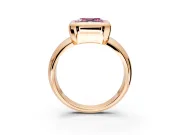 Solitaire Engagement Ring Setting for Fancy Pink Asscher Cut Center with Wide Band and Bezel Head in Rose Gold