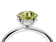 Hidden Halo Engagement Ring Setting for Fancy Yellow Round Cut Center with Thin Rounded Band and Prong Head in Sterling Silver