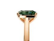 Solitaire Engagement Ring Setting for Fancy Green Emerald Cut Center with Flat-Sided Plain Band and Prong Head in Rose Gold