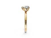Low-Set Solitaire Engagement Ring Setting for Heart-Shaped Center with Thin Plain Band and Prong Head in Yellow Gold
