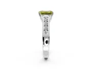 Solitaire Engagement Ring Setting for Fancy Yellow Emerald Cut Center with Cathedral Channel Band and Prong Head in Platinum