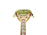 Floral Engagement Ring Setting for Fancy Yellow Emerald Cut Center with Four Accent Clusters and Prong Head in Yellow Gold