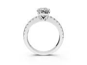 Solitaire Engagement Ring Setting for Radiant Cut Center with Single Row Accent Band and Prong Head in Platinum
