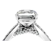Solitaire Engagement Ring Setting for Asscher Cut Center with Crossover Accents and Prong Head in Sterling Silver