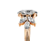 Floral Cluster Engagement Ring Setting for Oval Center with Marquise Accents and Prong Head in Rose Gold