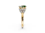 Leaf Cluster Engagement Ring Setting for Fancy Green Oval Center with Marquise Accents and Prong Head in Yellow Gold