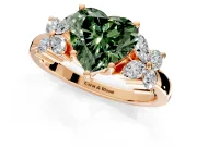 Floral Engagement Ring Setting for Fancy Green Heart-Shaped Center with Marquise Cluster Shoulders and Prong Head in Rose Gold