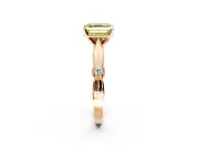 Solitaire Engagement Ring Setting for Fancy Yellow Asscher Cut Center with Carved Leaf Shoulders and Prong Head in Rose Gold