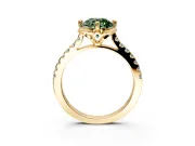 Floral Engagement Ring Setting for Fancy Green Round Cut Center with Pave Band and Floral Prong Head in Yellow Gold