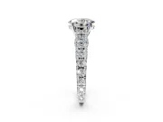 Solitaire Engagement Ring Setting for Oval Center with Pave Cathedral Shoulders and Prong Head in White Gold