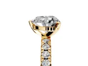 Solitaire Engagement Ring Setting for Heart-Shaped Center with Large Accents and Prong Head in Yellow Gold