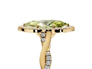 Halo Engagement Ring Setting for Fancy Yellow Marquise Center with Twist Band and Prong Head in Yellow Gold