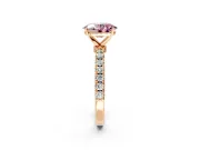Open Basket Engagement Ring Setting for Fancy Pink Oval Center with Pave Band and Prong Head in Rose Gold
