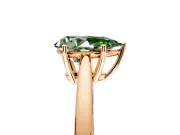 Solitaire Engagement Ring Setting for Fancy Green Pear-Shaped Center with Open Cathedral Shoulders and Prong Head in Rose Gold