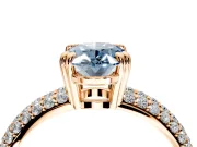 Solitaire Engagement Ring Setting for Fancy Blue Oval Center with Multi-Row Pave Accents and Basket Head in Rose Gold