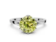 Solitaire Engagement Ring Setting for Fancy Yellow Round Cut Center with Plain Split Shank and Prong Head in Platinum