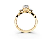 3 Stone Engagement Ring Setting for Marquise Center with Pave Twist Band and Prong Head in Yellow Gold
