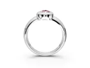 Solitaire Engagement Ring Setting for Fancy Pink Pear-Shaped Center with Wide Band and Bezel Head in Sterling Silver
