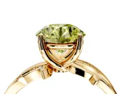 Solitaire Engagement Ring Setting for Fancy Yellow Round Cut Center with Pave and Plain Crossover Band and Prong Head in Yellow Gold