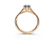 Solitaire Engagement Ring Setting for Fancy Blue Emerald Cut Center with Cathedral Band and Prong Head in Rose Gold