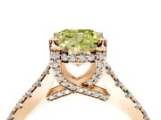 Solitaire Engagement Ring Setting for Fancy Yellow Cushion Cut Center with Widening Pave Band and Claw Prong Head in Rose Gold