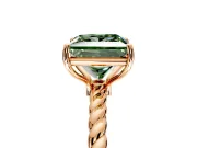 Solitaire Engagement Ring Setting for Fancy Green Princess Cut Center with Plain Twisted Rope Band and Prong Head in Rose Gold