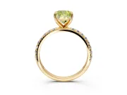 Solitaire Engagement Ring Setting for Fancy Yellow Cushion Cut Center with Micro Pave Band and Prong Head in Yellow Gold