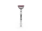 Solitaire Engagement Ring Setting for Fancy Pink Emerald Cut Center with Bamboo Band and Prong Head in Sterling Silver