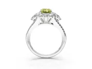 Halo Engagement Ring Setting for Fancy Yellow Radiant Cut Center with Two-Strand Split Shank and Prong Head in Platinum