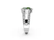Halo Engagement Ring Setting for Fancy Green Pear-Shaped Center with Wide-Open Pave Split Shank and Prong Head in Platinum