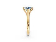 Solitaire Engagement Ring Setting for Fancy Blue Pear-Shaped Center with Cathedral Band and Prong Head in Yellow Gold
