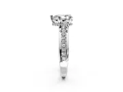 Solitaire Engagement Ring Setting for Pear-Shaped Center with Raised Channel Band and Prong Head in Sterling Silver