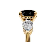 3 Stone Engagement Ring Setting for Fancy Black Round Cut Center with Large Pear-Shaped Accents and Prong Head in Yellow Gold