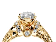 Solitaire Engagement Ring Setting for Marquise Center with Filigree Accent Basket and Prong Head in Yellow Gold