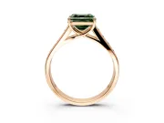 Solitaire Engagement Ring Setting for Fancy Green Asscher Cut Center with Round Cut Channel Band and Prong Head in Rose Gold