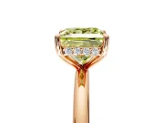 Hidden Halo Engagement Ring Setting for Fancy Yellow Princess Cut Center with Thin Rounded Band and Prong Head in Rose Gold